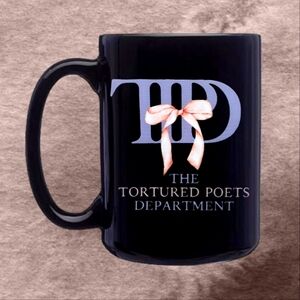 Taylor Swift The Tortured Poets Department TTPD Bow 15oz Black Ceramic Mug